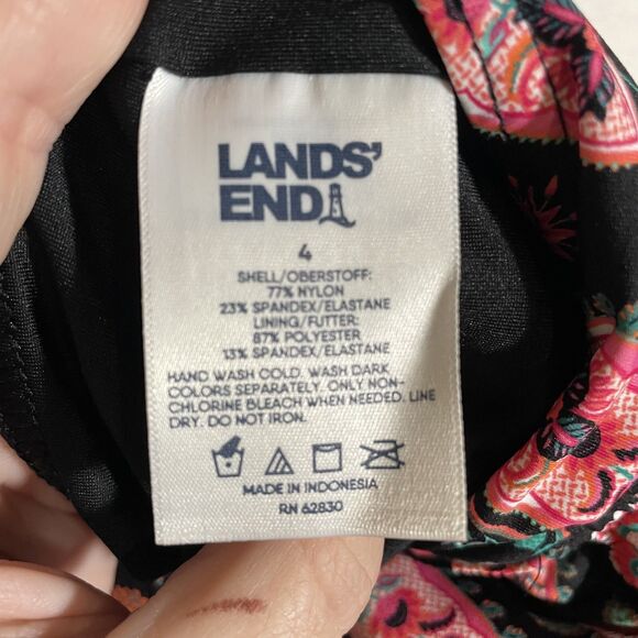 NWT Lands’ End Swim Skirt Size 4 Paisley Print Black Pink Floral Lycra Xtra Life - Picture 8 of 10